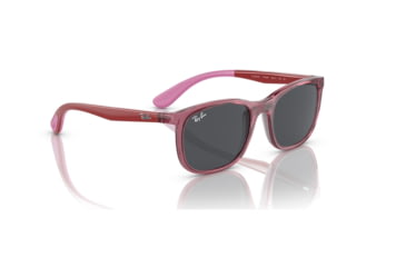 Image of Ray-Ban RJ9076S Sunglasses - Kids, Transp Pink On Rubber Pink Frame, Dark Grey Lens, 49, RJ9076S-712587-49