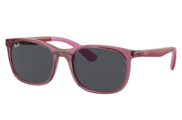 Image of Ray-Ban RJ9076S Sunglasses - Kids, Transp Pink On Rubber Pink Frame, Dark Grey Lens, 49, RJ9076S-712587-49