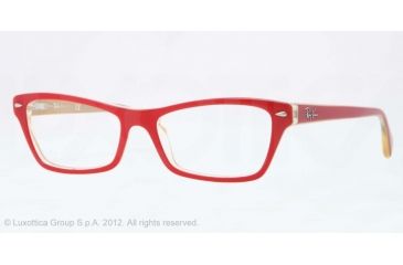 Image of Ray-Ban RX5256 Eyeglass Frames 5191-52 - Top Red on Yellow Frame, Demo Lens Lenses