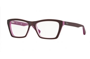 Image of Ray-Ban RX5316 Progressive Prescription Eyeglasses 5386-53 - Top Matte Brown On Opal Pink Frame