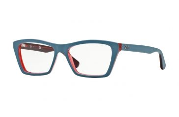 Image of Ray-Ban RX5316 Progressive Prescription Eyeglasses 5388-51 - Top Matte Oil On Trasp Red Frame