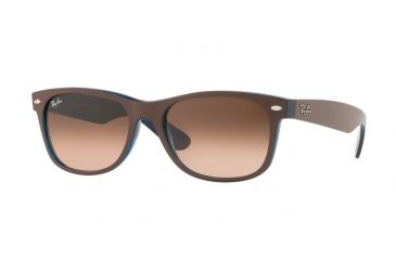 Image of Ray-Ban New Wayfarer Prescription Sunglasses RB2132 RB2132-6310A5-55 - Lens Diameter 55 mm, Frame Color Matte Choccolat On Opal Yellow