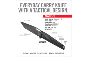 Image of Real Avid Rav-6 Knife Assisted Tanto 3.4 Blade Black Alum.