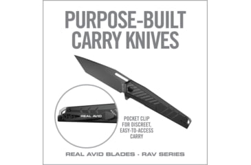 Image of Real Avid RAV-6 Folding Knife, 3.4in, 8Cr13MoV, Titanium Tanto Plain Blade, Black Carbon Fiber Aluminum Handle, AVRAV-6
