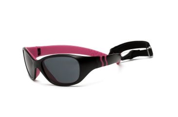 Image of Real Kids Shades Girl's Unbreakable Adventure Sunglasses, Black/Cherry Pink Frame with Polarized Smoke Lens, Youth 7ADVBKCPP2