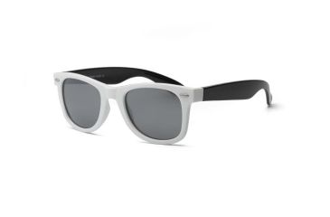 Image of Real Kids Shades White Square Frame/Black Temples Polycarbonate Frame with Silver Mirror Lens 10+, Unisex 10SWGWHBK