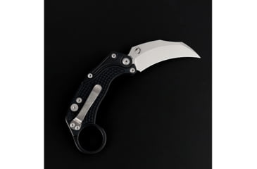 Image of Reate Knives EXO-K Black SW Folding Knife, 4.5in Closed, 3in Stonewash Bohler N690 SS Karambit Blade, Black Oxide Aluminum Handle, EXO-K BLK SW