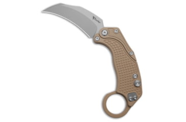 Image of Reate Knives Reate EXO-K Gravity Karambit Button Lock Knife Tan Aluminum 3.1&quot; Stonewash, Tan, Bohler N690, adult, BHQ-183934