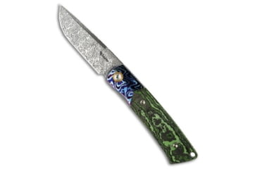 Image of Reate Knives Reate Tribute Liner Lock Knife Titanium + Jungle Wear FatCarbon 2.8&quot; Damasteel, Green, Damasteel, adult, BHQ-206288