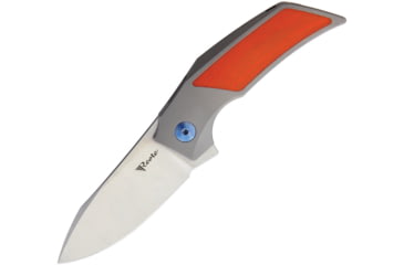 Image of Reate Knives T2500 Framelock Folding Knife, Gray, Gray titanium handle with orange G10 inlay, REA097