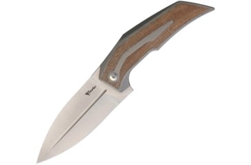 Image of Reate Knives T4000 Framelock Folding Knife, 4 Bohler M390 stainless blade, Bead blast finish titanium handle with Brown linen, REA063 T4000 BROWN MICARTA