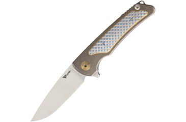 Image of Reate Knives Wave Titanium Framelock Folding Knife,3.25in,Bohler M390 Steel,Stonewash,Stonewash Titanium Handle REAWAVE