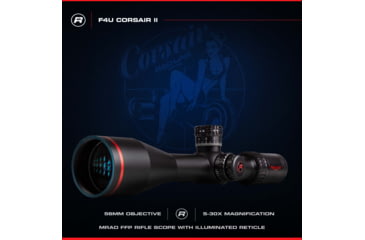 Image of Red-Line Optics F4U Corsair II 5-30x56mm Rifle Scope, 34mm Tube, First Focal Plane, Zero Stop, Illuminated Tactical/Hunting Reticle, Black/Red, O2-Z846-JLNG