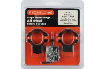 Image of Redfield Ruger M77 Rifle Scope Steel Rings - 1in, Medium, Black - 47234
