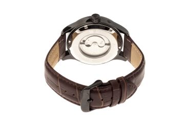 Image of Bhutan Genuine Leather Mens Watch,Black/Grey Dail,Grey Case,Brown