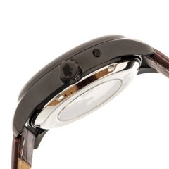 Image of Bhutan Genuine Leather Mens Watch,Black/Grey Dail,Grey Case,Brown