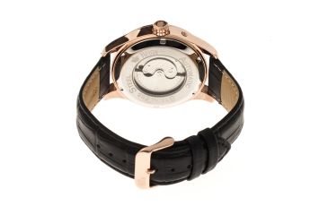 Image of Bhutan Genuine Leather Mens Watch,Black/Rose Gold Dial,Rose Gold Case,Black