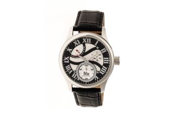 Image of Bhutan Genuine Leather Mens Watch,Black/Silver Dial,Steel,Black