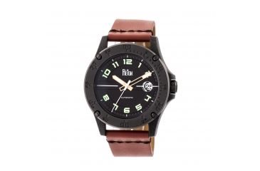 Image of Reign Emery Leather-Band Watch w/Magnified Date, Black/Brown REIRN5004