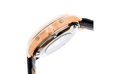 Image of Gustaf Genuine Leather Mens Watch,Black Dial,Rose Gold Case,Black