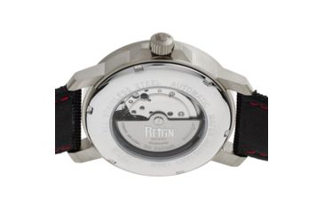 Image of Reign Helios Automatic Leather-Band Watch w/Day/Date, Silver/Black, One Size, REIRN5705