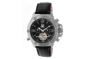Image of Reign Mens Goliath Watch,44mm,Black Dial,Silver Bezel,Black Leather Strap REIRN3302