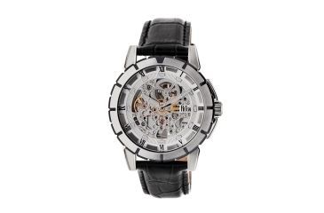 Image of Reign Philippe Automatic Skeleton Dial Leather-Band Watch, Silver REIRN4603