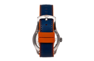 Image of Reign Reign Elijah Automatic Rubber Inlaid Leather-Band Watch W/Date, Blue/Orange, One Size, REIRN6503