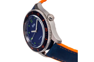 Image of Reign Reign Elijah Automatic Rubber Inlaid Leather-Band Watch W/Date, Blue/Orange, One Size, REIRN6503