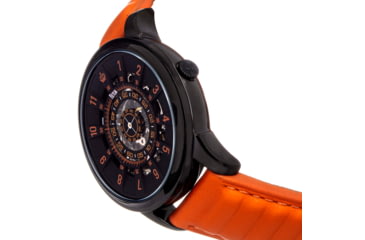 Image of Reign Reign Monterey Skeletonized Leather-Band Watch, Black/Orange, One Size, REIRN6405