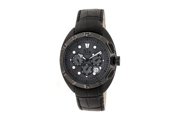 Image of Reign Ronan Automatic Leather-Band Watch w/Day/Date, Black/Charcoal, Standard REIRN3406