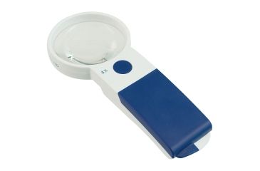 Image of Reizen EZ Touch 4X12D LED Handheld Magnifier Loupe - Round Lens 70mm, White/Blue R6502
