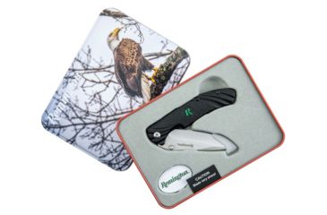 Image of Remington Cutlery Valuepak Folding Knive w/Locking Liner, 3.5 in Blade, 420J2 Stainless Stee, Anodized Black Aluminum Handle, Tin, Black, R60031-C