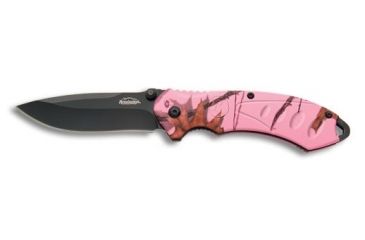 Image of Remington Sportsman Series F.A.S.T. 2.0 Medium Folding Knife, 3.25 in Blade Length, Mossy Oak Pink Camo Aluminum Handle R11609