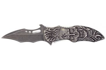 Image of Renegade Tactical Steel Skull Folder Knives, Silver RT113