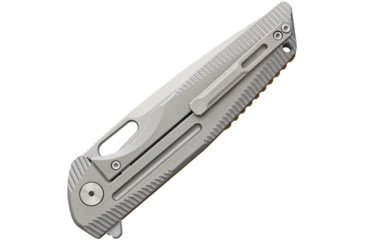 Image of Rike Knife 802 Framelock Knife, 4in Bead Blast Finish 154Cm SS Blade, Thumb Pull, Coyote Brown G10 Front Handle With Bead Blast Finish Titanium Back Handle, Black Nylon Case, RK802G-BR