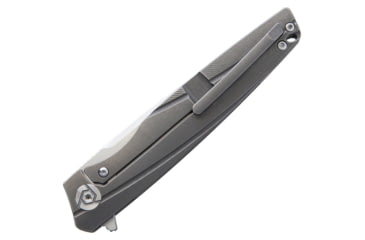 Image of Rike Knife 803 Kwaiken Framelock Folding Knife, 3.5in Satin Bohler M390 SS Drop Point, Gray Anodized Titanium Handle With Carbon Fiber Inlay, Pocket Clip, Black Nylon Case, RK803CH-DG