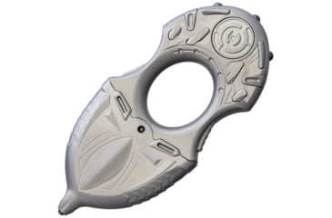 Image of Rike Knife E01 EDC Fixed Blade SW Knife, 3.5in Overall, 1in Stonewash Double Edge SS Blade, Gray Sculpted Titanium, EO1-SW