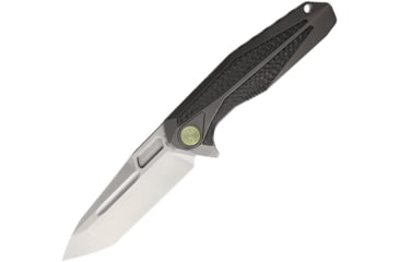 Image of Rike Knife Thor 1 Integral Framelock Folding Pocket Folding Knife, 4in Satin Bohler M390 SS Tanto Blade, Gray Titanium Handle, Brown Leather Sleeve, Black Nylon Case, THOR1