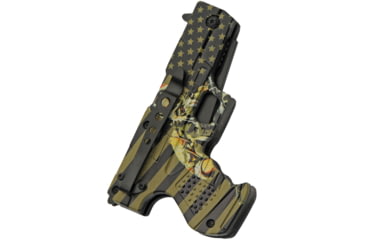 Image of Rite Edge Gun Soldier A/O Folding Knife, 4.75in Closed, 3.75in Black Finish Stainless Steel Blade, Green ABS Handle, Soldier Handle Artwork, 300227-CM