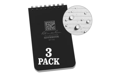 Image of Rite in the Rain Top Spiral Notebook, 3''x5'', 3-pack, Black, 735-3
