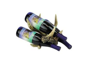Image of River's Edge Antler Wine Rack 3 Bottle, Brown, 896