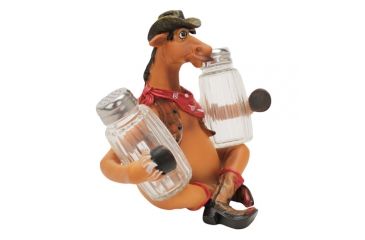 Image of River's Edge Glass Salt-and-Pepper Shakers w/ Holder, Horse Holder, Hand-Painted 184234