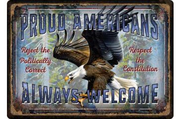 Image of River's Edge Rivers Edge Embossed Sign 12''x17'' ''proud Americans''