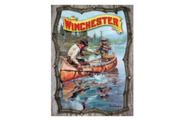 Image of Rivers Edge Wood Sign, Winchester 3D Fish Canoe, 15 x 14 in, W1071