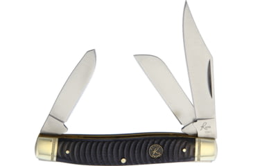 Image of Roper Knives Ash Viper Stockman Folding Knife, Satin 1065 Carbon Steel Clip, Sheepsfoot, Spey Blades, Black Jigged Bone Handle, RP0001CBR