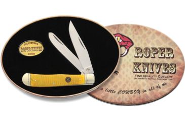 Image of Roper Knives Ash Viper Trapper Brown Folding Knife,Standard Edge,Clip and Spey,Satin,Brown,Bone Handle RP0002CART