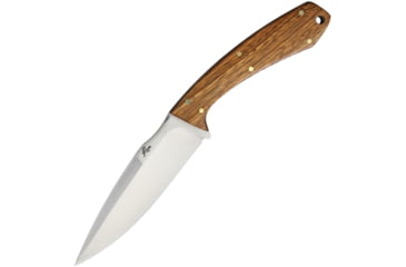 Image of Roper Knives Deadwood Skinner Knife, 8in Overall, 4in Satin 8Cr13Mov SS Blade, Zebra Wood Handle, Brown Leather Sheath, RP0012ZW