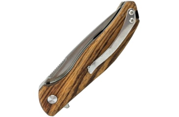 Image of Roper Knives Outlaw Linerlock Folding Knife, 3.25in Satin Partially Serrated D2 Tool Steel Drop Point, Zebra Wood Handle, RP0035ZW