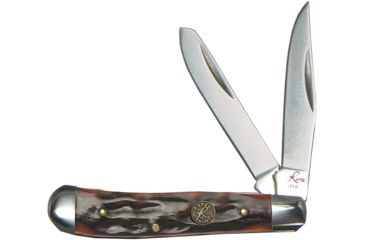 Image of Roper Knives Peanut Jigged Folding Knife,Standard Edge,Clip and Spey,Brown,Bone Handle RP0006CBB